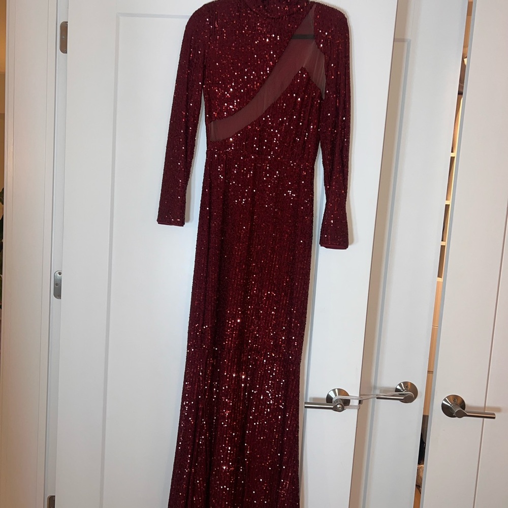 Red long sequence gown